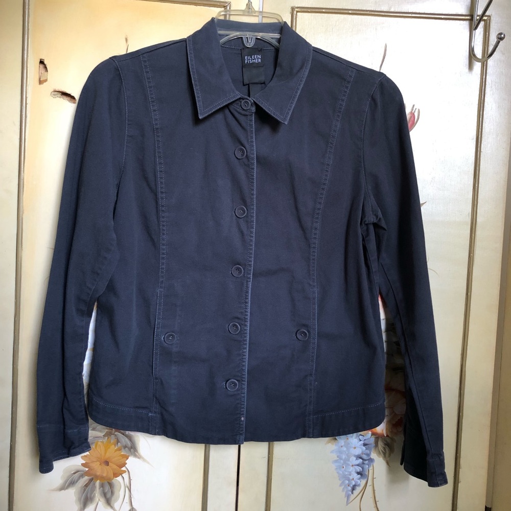 Eileen Fisher Cropped Cotton Fitted Jacket M